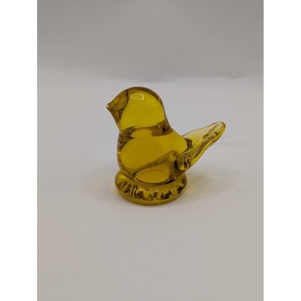 Vintage Kanawha Yellow Glass Bird Figurine Hand Blown Art Glass Decorative